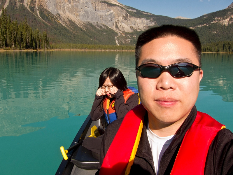 EmeraldLake036.jpg - Attempt #5: Jeff won't let me shade my eyes.  :(