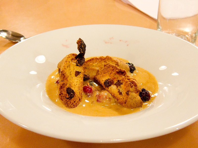 KitchenParty036.jpg - Zabaglione with Mixed Fruit Chocolate and Cherry Mosaic Bisotti