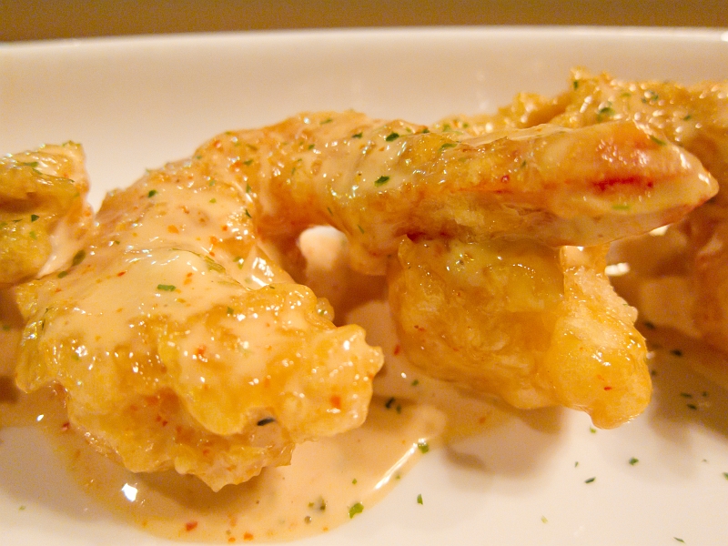 Zen007.jpg - Super Kara Rock Shrimp Jumbo prawns, lightly battered, tempura fried and coated in a slightly tart and spicy vinaigrette